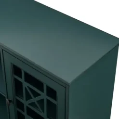 Cabinets & Sideboards-Kirkland's Home Dark Teal Fretwork 2-Door Sideboard Blue