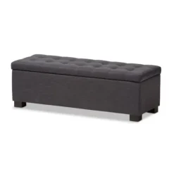 Entryway Furniture-Kirkland's Home Dark Tufted Contemporary Storage Bench Gray