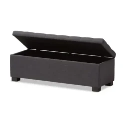 Entryway Furniture-Kirkland's Home Dark Tufted Contemporary Storage Bench Gray