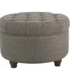 Benches & Ottomans-Kirkland's Home Dark Tufted Round Storage Ottoman Gray