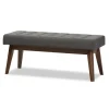 Benches & Ottomans-Kirkland's Home Dark Tufted Walnut Wood Bench Gray