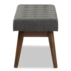 Benches & Ottomans-Kirkland's Home Dark Tufted Walnut Wood Bench Gray