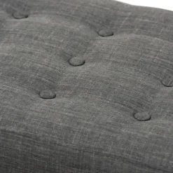 Benches & Ottomans-Kirkland's Home Dark Tufted Walnut Wood Bench Gray