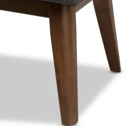 Benches & Ottomans-Kirkland's Home Dark Tufted Walnut Wood Bench Gray