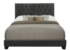 Beds & Headboards-Kirkland's Home Dark Upholstered Button Tufted Wing Queen Bed Gray