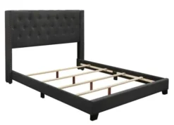 Beds & Headboards-Kirkland's Home Dark Upholstered Button Tufted Wing King Bed Gray