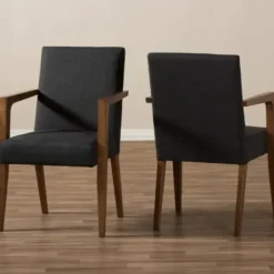 Accent Chairs-Kirkland's Home Dark Upholstered Wooden Accent Chair Gray