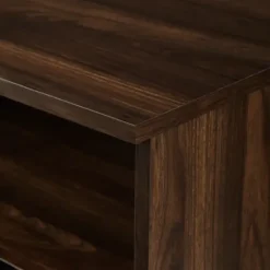 Cabinets & Sideboards-Kirkland's Home Dark Walnut Angled Door Wooden Sideboard Cabinet Brown
