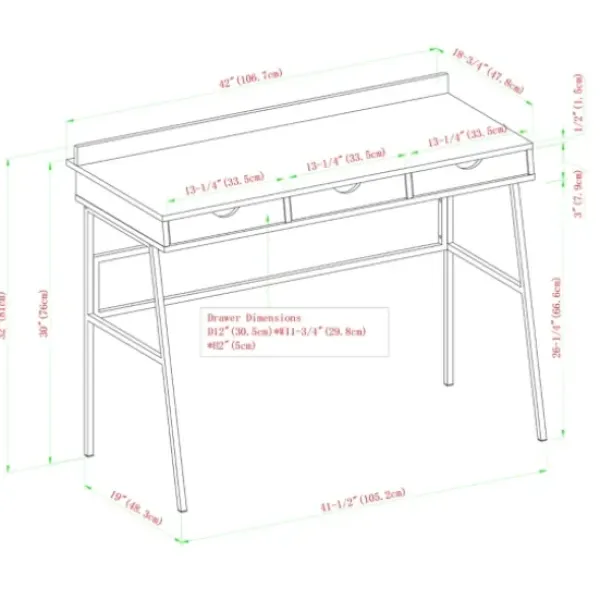 Office Furniture-Kirkland's Home Dark Walnut Angled 3-Drawer Desk