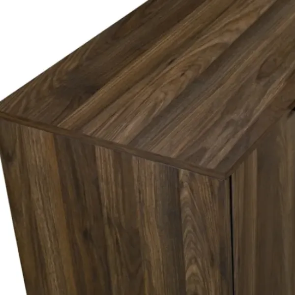 Cabinets & Sideboards-Kirkland's Home Dark Walnut Bar Cabinet With Wine Storage Brown