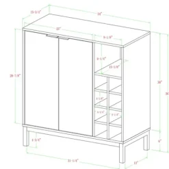 Cabinets & Sideboards-Kirkland's Home Dark Walnut Bar Cabinet With Wine Storage Brown