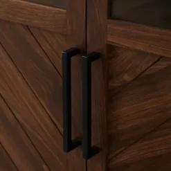 Cabinets & Sideboards-Kirkland's Home Dark Walnut Chevron Wooden Storage Cabinet Brown