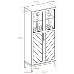 Cabinets & Sideboards-Kirkland's Home Dark Walnut Chevron Wooden Storage Cabinet Brown