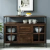 Cabinets & Sideboards-Kirkland's Home Dark Walnut 3-Door Industrial Sideboard And Buffet Brown