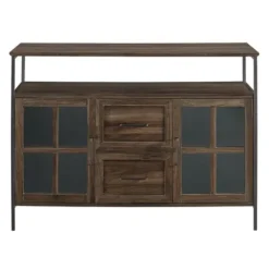 Cabinets & Sideboards-Kirkland's Home Dark Walnut 3-Door Industrial Sideboard And Buffet Brown