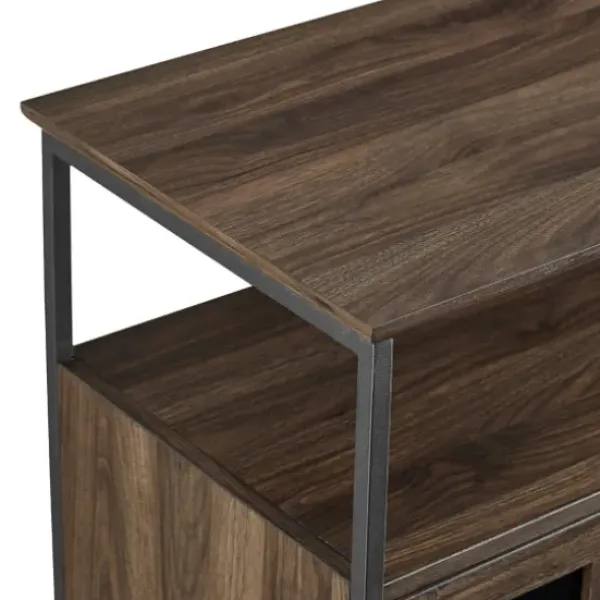 Cabinets & Sideboards-Kirkland's Home Dark Walnut 3-Door Industrial Sideboard And Buffet Brown