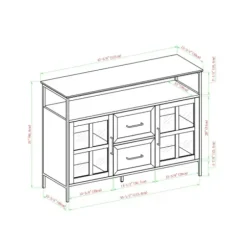 Cabinets & Sideboards-Kirkland's Home Dark Walnut 3-Door Industrial Sideboard And Buffet Brown