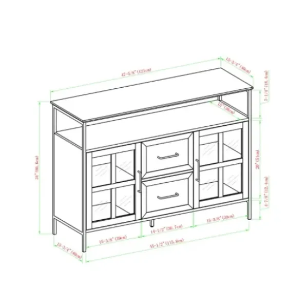 Cabinets & Sideboards-Kirkland's Home Dark Walnut 3-Door Industrial Sideboard And Buffet Brown
