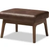 Benches & Ottomans-Kirkland's Home Dark Walnut Faux Leather Ottoman Brown