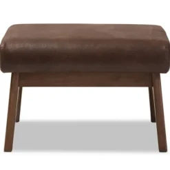 Benches & Ottomans-Kirkland's Home Dark Walnut Faux Leather Ottoman Brown