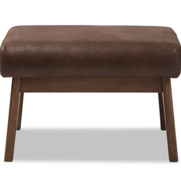 Benches & Ottomans-Kirkland's Home Dark Walnut Faux Leather Ottoman Brown