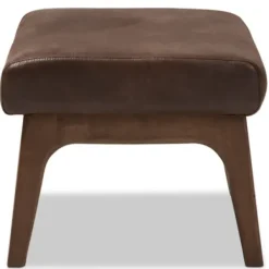 Benches & Ottomans-Kirkland's Home Dark Walnut Faux Leather Ottoman Brown