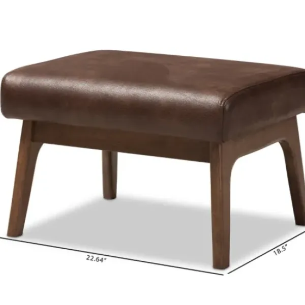 Benches & Ottomans-Kirkland's Home Dark Walnut Faux Leather Ottoman Brown
