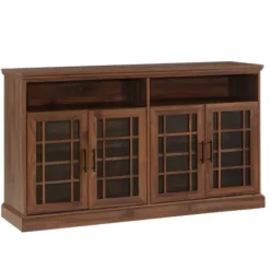 Tv Stands & Media Consoles-Kirkland's Home Dark Walnut Glass Door Classic Tv Stand Brown