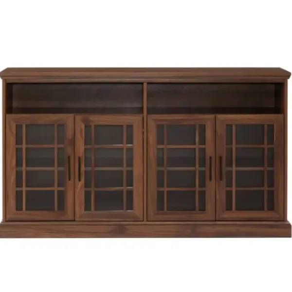 Tv Stands & Media Consoles-Kirkland's Home Dark Walnut Glass Door Classic Tv Stand Brown