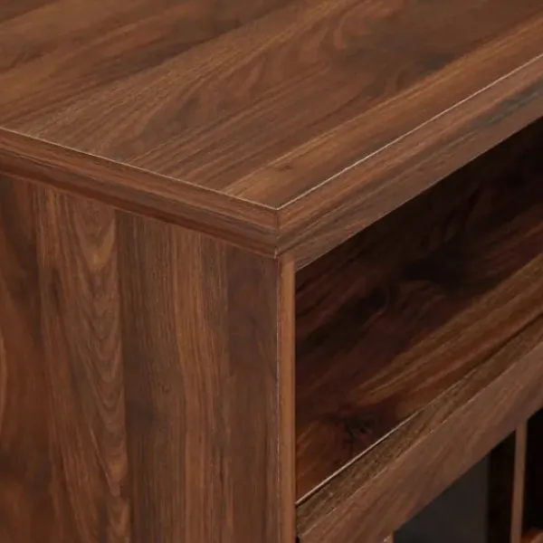 Tv Stands & Media Consoles-Kirkland's Home Dark Walnut Glass Door Classic Tv Stand Brown
