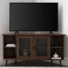 Tv Stands & Media Consoles-Kirkland's Home Dark Walnut Glass Door Corner Tv Stand Brown