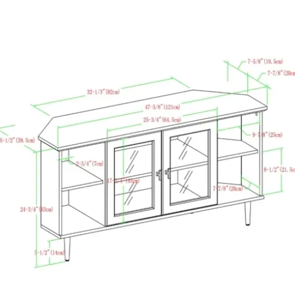Tv Stands & Media Consoles-Kirkland's Home Dark Walnut Glass Door Corner Tv Stand Brown