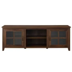 Tv Stands & Media Consoles-Kirkland's Home Dark Walnut Glass Door Tv Stand Brown