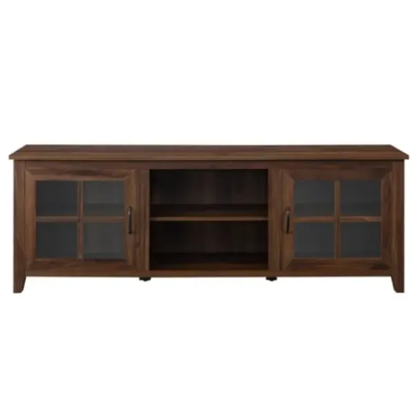 Tv Stands & Media Consoles-Kirkland's Home Dark Walnut Glass Door Tv Stand Brown
