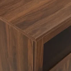 Tv Stands & Media Consoles-Kirkland's Home Dark Walnut Glass Paneled Door Tv Stand Brown