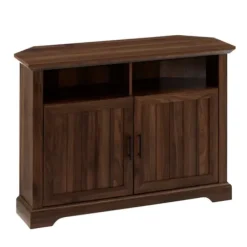 Tv Stands & Media Consoles-Kirkland's Home Dark Walnut Grooved Door Corner Tv Stand Brown