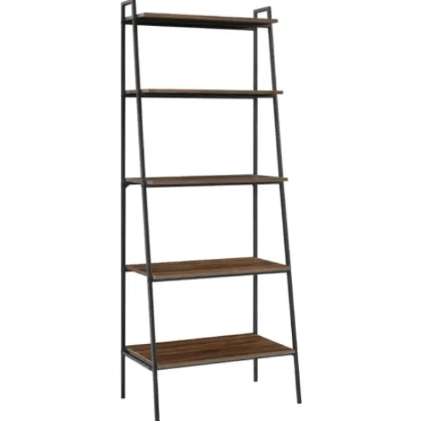 Bookshelves-Kirkland's Home Dark Walnut Industrial Ladder Shelf Brown