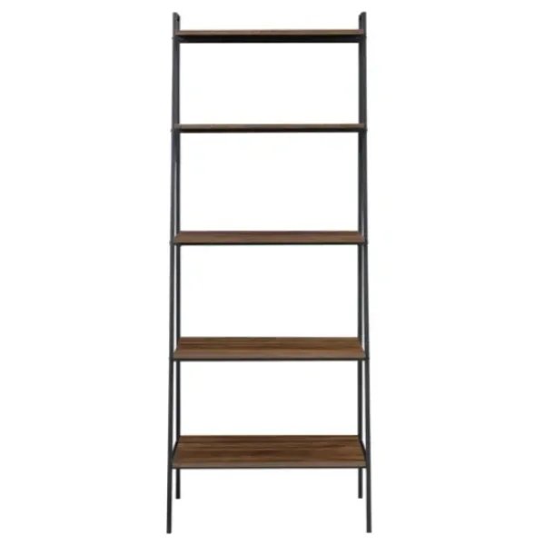 Bookshelves-Kirkland's Home Dark Walnut Industrial Ladder Shelf Brown