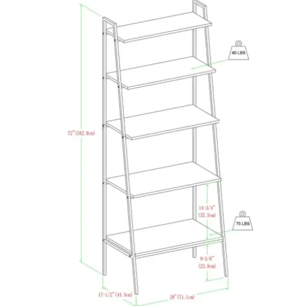 Bookshelves-Kirkland's Home Dark Walnut Industrial Ladder Shelf Brown