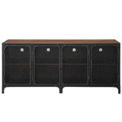 Cabinets & Sideboards-Kirkland's Home Dark Walnut Industrial Sideboard Cabinet Brown