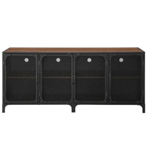 Cabinets & Sideboards-Kirkland's Home Dark Walnut Industrial Sideboard Cabinet Brown