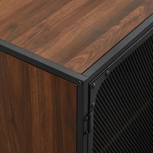 Cabinets & Sideboards-Kirkland's Home Dark Walnut Industrial Sideboard Cabinet Brown
