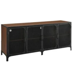 Cabinets & Sideboards-Kirkland's Home Dark Walnut Industrial Sideboard Cabinet Brown
