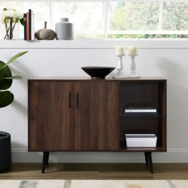 Console Tables-Kirkland's Home Dark Walnut Mid-Century Console Table Brown