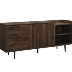 Tv Stands & Media Consoles-Kirkland's Home Dark Walnut Mid-Century 4-Door Tv Stand Brown