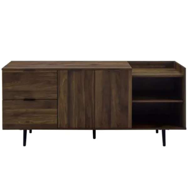 Tv Stands & Media Consoles-Kirkland's Home Dark Walnut Mid-Century 4-Door Tv Stand Brown