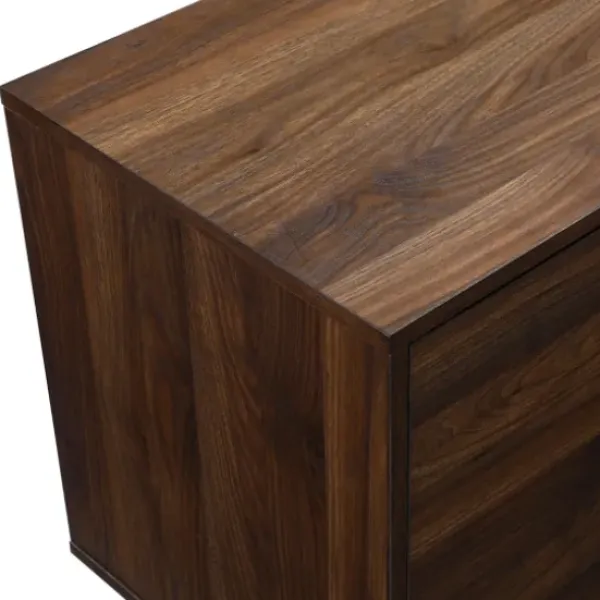 Tv Stands & Media Consoles-Kirkland's Home Dark Walnut Mid-Century 2-Door Media Cabinet Brown