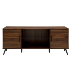 Tv Stands & Media Consoles-Kirkland's Home Dark Walnut Mid-Century 2-Door Media Cabinet Brown