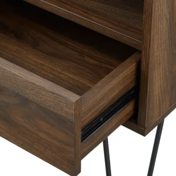 Accent & End Tables-Kirkland's Home Dark Walnut Modern Farmhouse Side Table Brown
