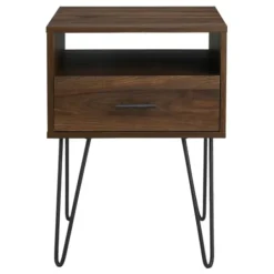 Accent & End Tables-Kirkland's Home Dark Walnut Modern Farmhouse Side Table Brown